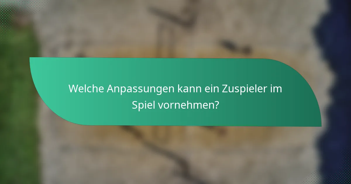 Welche Anpassungen kann ein Zuspieler im Spiel vornehmen?